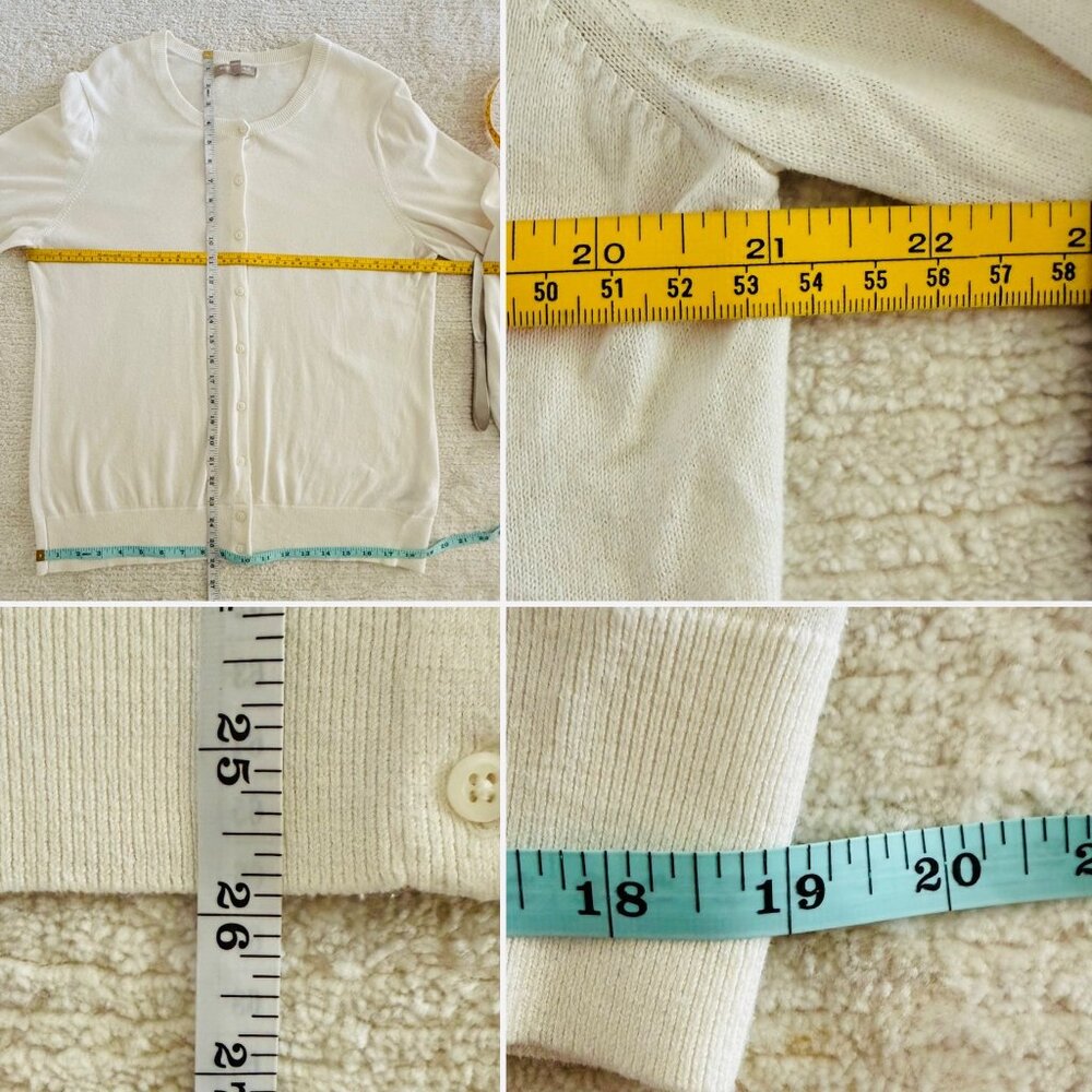 Banana Republic XL Womens Cream Cardigan Sweater Cotton Blend Button Front Long - Picture 5 of 8